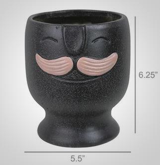 Twain Mustache Cachepot Ceramic Pots - America's Gardens Nursery